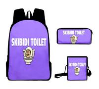 Xinchangda Set di 3 pezzi con astuccio a tracolla, zaino TV Man, stampa anime, altoparlante Titan, grande capacità, impermeabile, per studenti e adolescenti, Tipo 5., 45 x 32 x 13CM