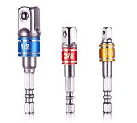 XINCHAO 3 Stücke Steckschlüssel Stecknussadapter Set Stecknuss Adapter [ 1/2",1/4", 3/8"],Nuss Adapter Socket Steckschlüssel Nuss Set für Bithalter für Akkuschrauber. Verlängerung