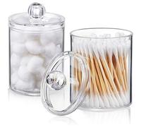 XINCHENG 2 Pezzi Porta Cotton Fioc, Contenitore Trucchi Organizer, Trasparente Porta Cotone Dischetti con Coperchio, Porta Dischetti Struccanti per Bagno o Camera