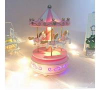 XINCHIA Carillon rotante con 4 cavalli, giostra a carica musicale, ornamento musicale con luci LED colorate e melodia, per compleanno di ragazze
