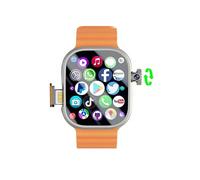 XINDADA DW100 Smartwatch 4G/5G LTE Android 10.0 180° Rotary Camera 64GB Rom WiFi GPS SIM Card 2.29 inch Amoled Play Store Smart Watch (3GB 32GB,Silver Orange)