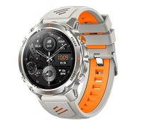 XINDADA HT37 Military Smart Watch Built-in GPS Positioning Compass Barometric Altimeter Flashlight Outdoors Sports Fitness Smartwatches (Silver Orange)