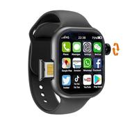 XINDADA Original VP19 S10 Smart Watch 4G Sim Card Android 10 128GB Rom 190° Rotating Camera GPS WIFI 2.29 inch Amoled Smartwatch Adult (Black,4GB 128GB)