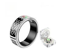 XINDADA SR08 Smart Ring For Men Women LED Display Screen Heart Rate Blood Oxygen Monitoring Multi Sports Modes IP68 & 5ATM Waterproof (sliver with case,11)