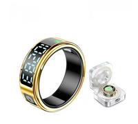 XINDADA SR08 Smart Ring For Men Women LED Display Screen Heart Rate Blood Oxygen Monitoring Multi Sports Modes IP68 & 5ATM Waterproof (gold with case,9)