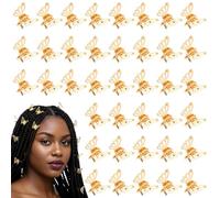 Xindojuz - 40 mini fermagli per capelli a forma di farfalla dorati, piccoli fermagli decorativi per capelli in metallo, con farfalla cava, Y2k anni '90 e '2000, accessori per capelli da sposa per