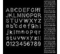 Xindojuz - 5 fogli di lettere con strass, glitterate, autoadesive, 10 numeri e 26 lettere dell'alfabeto, lettere luccicanti termoadesive per abbigliamento, lauree, berretti, decorazioni adesive