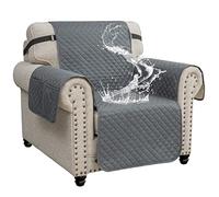 XINEAGE Copridivano 1 Posto, Impermeabile Copridivano Reversibile, Copri Divano Trapuntato con Tasche Laterali, Copridivani Moderno per Cani e Gatti, Grigio Scuro