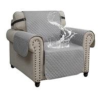 XINEAGE Copridivano 1 Posto, Impermeabile Copridivano Reversibile, Copri Divano Trapuntato con Tasche Laterali, Copridivani Moderno per Cani e Gatti, Grigio Chiaro