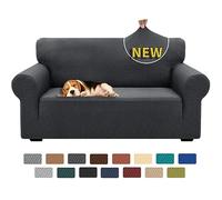 XINEAGE Copridivano 2 Posti Elasticizzato, Fodere Copridivano con Braccioli per Il Soggiorno, 1 Pezzo Copridivani Universale, Copri Divani Antiscivolo per Cani, Animali Domestici, Grigio Scuro