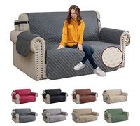 XINEAGE Copridivano 2 Posti, Impermeabile Copridivano Reversibile, Copri Divano Trapuntato con Tasche Laterali, Copridivani Moderno per Cani e Gatti, Grigio Scuro
