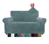 XINEAGE Copridivano 2 Posti in Velluto, Copridivano Antigraffio Gatto, Fodere Copridivani Elasticizzato, Copri Divani Morbidi e Spessi il Soggiorno, Cani e Animali Domestici(2 Posti, Blu Grigio)