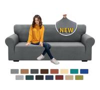 XINEAGE Copridivano 3 Posti Elasticizzato, Fodere Copridivano con Braccioli per Il Soggiorno, 1 Pezzo Copridivani Universale, Copri Divani Antiscivolo per Cani, Animali Domestici, Grigio Chiaro