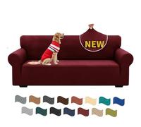 XINEAGE Copridivano 3 Posti Elasticizzato, Fodere Copridivano con Braccioli per Il Soggiorno, 1 Pezzo Copridivani Universale, Copri Divani Antiscivolo per Cani, Animali Domestici, Rosso Vivo