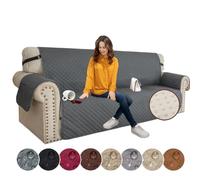 XINEAGE Copridivano 3 Posti, Impermeabile Copridivano Reversibile, Copri Divano Trapuntato con Tasche Laterali, Copridivani Moderno per Cani e Gatti, Grigio Scuro