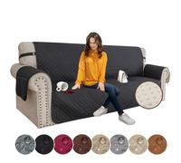 XINEAGE Copridivano 3 Posti, Impermeabile Copridivano Reversibile, Copri Divano Trapuntato con Tasche Laterali, Copridivani Moderno per Cani e Gatti, Nero