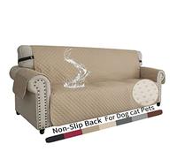 XINEAGE Copridivano 3 Posti, Impermeabile Copridivano Reversibile, Copri Divano Trapuntato con Tasche Laterali, Copridivani Moderno per Cani e Gatti, Cachi