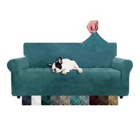 XINEAGE Copridivano 3 Posti in Velluto, Copridivano Antigraffio Gatto, Fodere Copridivani Elasticizzato, Copri Divani Morbidi e Spessi il Soggiorno, Cani e Animali Domestici (3 Posti, Blu Pavone)