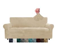 XINEAGE Copridivano 3 Posti in Velluto, Copridivano Antigraffio Gatto, Fodere Copridivani Elasticizzato, Copri Divani Morbidi e Spessi il Soggiorno, Cani e Animali Domestici (3 Posti, Cammello)