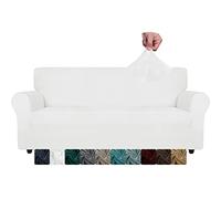 XINEAGE Copridivano 3 Posti in Velluto, Copridivano Antigraffio Gatto, Fodere Copridivani Elasticizzato, Copri Divani Morbidi e Spessi il Soggiorno, Cani e Animali Domestici (3 Posti, Bianca)