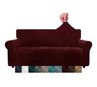 XINEAGE Copridivano 3 Posti in Velluto, Copridivano Antigraffio Gatto, Fodere Copridivani Elasticizzato, Copri Divani Morbidi e Spessi il Soggiorno, Cani e Animali Domestici (3 Posti, Rosso Vivo)