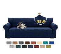 XINEAGE Copridivano 4 Posti Elasticizzato, Fodere Copridivano con Braccioli per Il Soggiorno, 1 Pezzo Copridivani Universale, Copri Divani Antiscivolo per Cani, Animali Domestici, Blu Navy