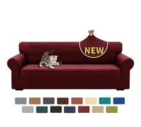 XINEAGE Copridivano 4 Posti Elasticizzato, Fodere Copridivano con Braccioli per Il Soggiorno, 1 Pezzo Copridivani Universale, Copri Divani Antiscivolo per Cani, Animali Domestici, Rosso Vivo