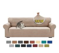 XINEAGE Copridivano 4 Posti Elasticizzato, Fodere Copridivano con Braccioli per Il Soggiorno, 1 Pezzo Copridivani Universale, Copri Divani Antiscivolo per Cani, Animali Domestici, Cachi