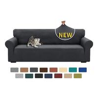 XINEAGE Copridivano 4 Posti Elasticizzato, Fodere Copridivano con Braccioli per Il Soggiorno, 1 Pezzo Copridivani Universale, Copri Divani Antiscivolo per Cani, Animali Domestici, Grigio Scuro