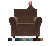 XINEAGE Copridivano in Velluto 1 Posto, Copridivano Antigraffio Gatto, Fodere Copridivani Elasticizzato, Copri Divani Morbidi e Spessi il Soggiorno, Cani e Animali Domestici(1 Posti, Marrone Scuro)