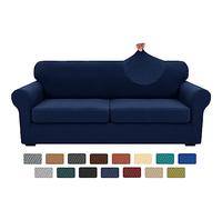 XINEAGE Copridivano super elasticizzato per divano a 2 posti grandi, universale, per divano a 2 posti grandi, 3 pezzi, per soggiorno (blu navy), 180,3-231,1 cm (2 cuscini)