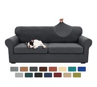 XINEAGE Copridivano super elasticizzato per divano a 2 posti grandi, universale, per divano a 2 posti grandi, per soggiorno (grigio scuro), 180-231 cm (2 cuscini)