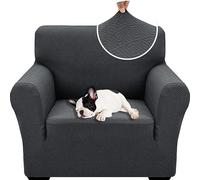 XINEAGE Copripoltrona 1 Posto Elasticizzato, Fodere Copridivano con Braccioli per Il Soggiorno, 1 Pezzo Copridivani Universale, Copri Divani Antiscivolo per Cani, Animali Domestici, Grigio Scuro