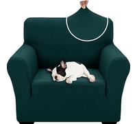 XINEAGE Copripoltrona 1 Posto Elasticizzato, Fodere Copridivano con Braccioli per Il Soggiorno, 1 Pezzo Copridivani Universale, Copri Divani Antiscivolo per Cani, Animali Domestici, Verde Scuro