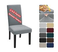 XINEAGE Coprisedie con Schienale 2 Pezzi, Elasticizzato Copertura della Sedia, Copertura Fodera, Banchetto Sedia Sedile Slipcover Cerimonia di Nozze Posate da (2 Pezzi, Grigio Chiaro)