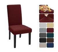 XINEAGE Coprisedie con Schienale 4 Pezzi, Elasticizzato Copertura della Sedia, Copertura Fodera, Banchetto Sedia Sedile Slipcover Cerimonia di Nozze Posate da (4 Pezzi, Rosso Vivo)