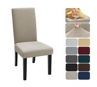XINEAGE Coprisedie con Schienale 4 Pezzi, Elasticizzato Copertura della Sedia, Copertura Fodera, Banchetto Sedia Sedile Slipcover Cerimonia di Nozze Posate da (4 Pezzi, Cachi)