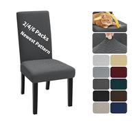 XINEAGE Coprisedie con Schienale 4 Pezzi, Elasticizzato Copertura della Sedia, Copertura Fodera, Banchetto Sedia Sedile Slipcover Cerimonia di Nozze Posate da (4 Pezzi, Grigio Scuro)