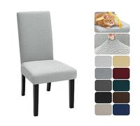 XINEAGE Coprisedie con Schienale 4 Pezzi, Elasticizzato Copertura della Sedia, Copertura Fodera, Banchetto Sedia Sedile Slipcover Cerimonia di Nozze Posate da (4 Pezzi, Grigio Argento)