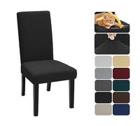 XINEAGE Coprisedie con Schienale 6 Pezzi, Elasticizzato Copertura della Sedia, Copertura Fodera, Banchetto Sedia Sedile Slipcover Cerimonia di Nozze Posate da (6 Pezzi, Nero)