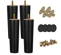 XineYuor 4PCS Gambe per Mobili Legno,Nero Piedini per Mobili e Divani in Legno,Piedi in Faggio, Piedini per Tavolino,Gambe per Armadi,Poltrone,Letto,Divani,Comodini (20cm/7.87'', Black)