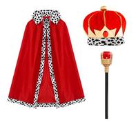 XineYuor Costumi da re Regina per Bambini,Scettro Per Bambini, Scettro Giocattolo Del Re E Della Regina,Mantello per Giochi di Ruolo,Costume Carnevale,Spettacoli Teatrali