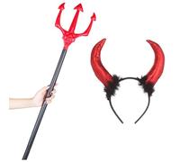 XineYuor Forchetta da Diavolo di Halloween,Tridente Smontabile,Tridente Diavolo Rosso Accessorio per Giunzione Testa di Fantasma per Halloween,Carnevale,Spettacoli Teatrali