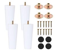 XineYuor Piedini per Mobili In Legno Massello, 4PCS Bianco per Divani, Gambe a Cono con Piastra di Montaggio e Viti per Mobili, Armadi (12cm/4.72'', White)