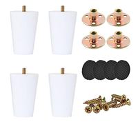 XineYuor Piedini per Mobili In Legno Massello, 4PCS Bianco per Divani, Gambe a Cono con Piastra di Montaggio e Viti per Mobili, Armadi (8cm/3.15'', White)