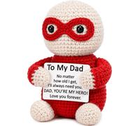 Xinezaa Mini regalo di compleanno per papà da parte di figlia, figlio | Regali per il suocero e il nuovo papà, piccolo eroe fatto a mano all'uncinetto, supporto emotivo positivo