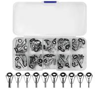 XINFAQAQ 50 Pezzi Anelli Canna da Pesca Kit Riparazione, Anello per Canna da Pesca Occhi Guide con Anello in Ceramica per Tutte Le Acque(10 Taglie)