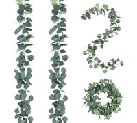 XINFAQAQ Ghirlanda di Eucalipto Artificiale 180cm con Foglie di Salice Verdi Piante Finte da Interno per Giardino Sfondo Muro, Festa, Casa, Matrimonio Decorazione(2 Pezzi)