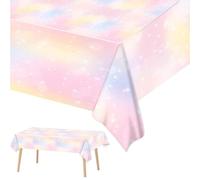 Xinfin Tovaglia arcobaleno, 137 x 274 cm, impermeabile, in plastica, per feste, compleanni, matrimoni, feste (1 pezzi, arcobaleno pastello)