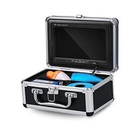 XINFULI Telecamera Subacquea per la Pesca, V7 Camera di Pesca 100 0TVL 7. Pollice Video Fotocamera Sott'Acqua 12 Lampada a infrarossi Fish Finder Lake River Sea Ice Pesca(6400mAH 30m DVR 16G)